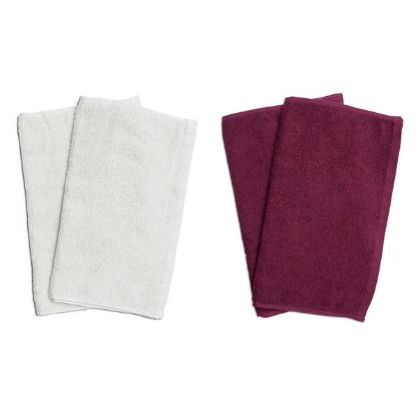 タオル 業務用 フェイスタオル4枚セット ホワイト2枚とワインレッド2枚 まとめ買い メール便 送料...