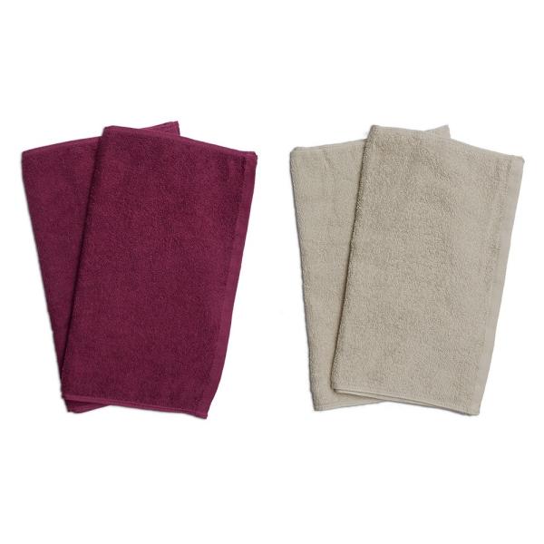 タオル 業務用 フェイスタオル4枚セット ワインレッド2枚とベージュ2枚 メール便 送料無料 業務用...