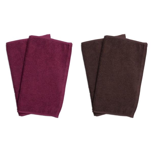 タオル 業務用 フェイスタオル4枚セット ワインレッド2枚とブラウン2枚 まとめ買い メール便 送料...
