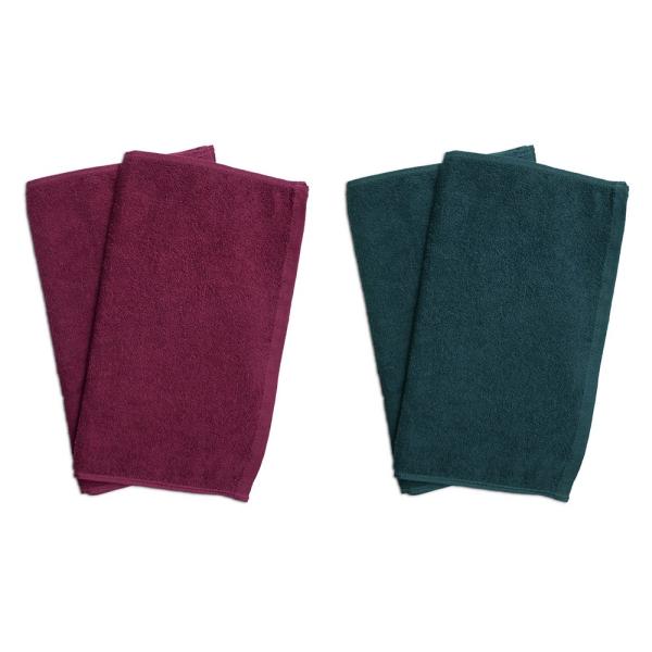 タオル 業務用 フェイスタオル4枚セット ワインレッド2枚とグリーン2枚 まとめ買い メール便 送料...