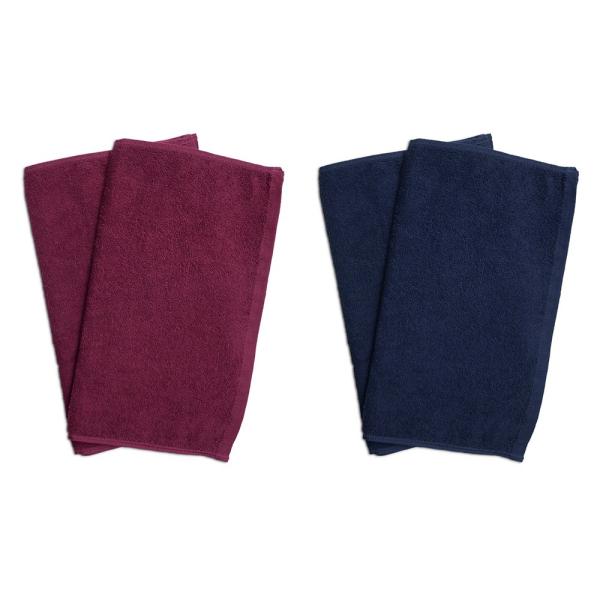 タオル 業務用 フェイスタオル4枚セット ワインレッド2枚とネイビー2枚 まとめ買い メール便 送料...