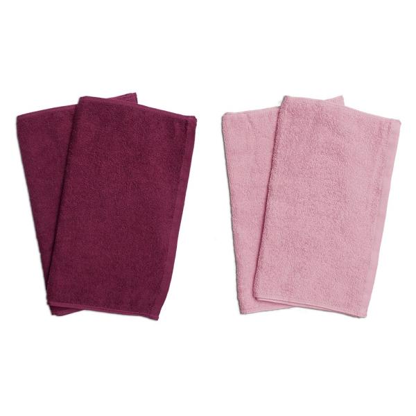 タオル 業務用 フェイスタオル4枚セット ワインレッド2枚とピンク2枚 まとめ買い メール便 送料無...