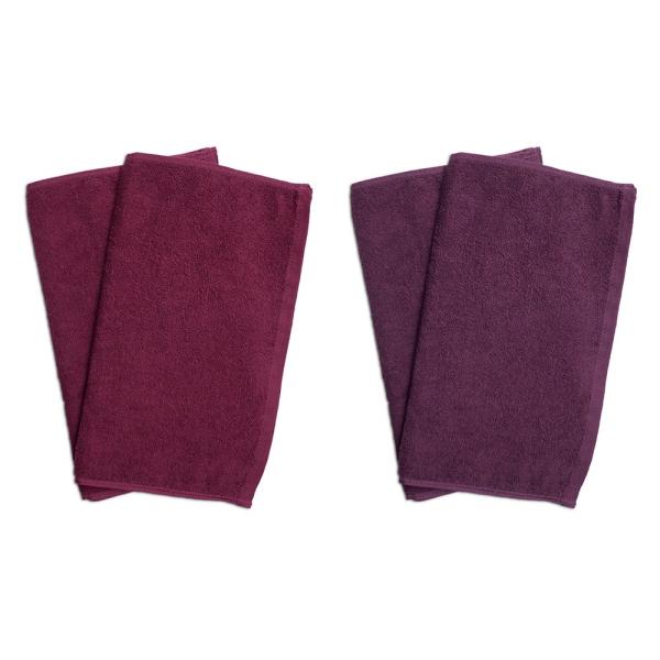 タオル 業務用 フェイスタオル4枚セット ワインレッド2枚とパープル2枚 まとめ買い メール便 送料...