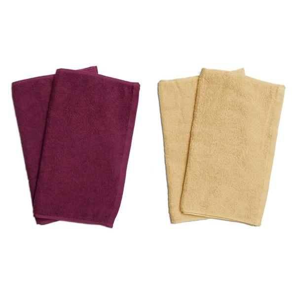 タオル 業務用 フェイスタオル4枚セット ワインレッド2枚とイエロー2枚 まとめ買い メール便 送料...