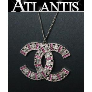 広尾店 シャネル CHANEL ココマーク ラインストーン ロングネックレス B17 ピンク