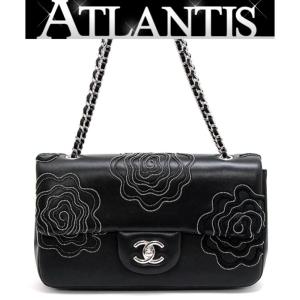 【広尾店】極美品 シャネル CHANEL カメリア マトラッセ チェーンショルダー ラムスキン 黒 18番台｜atlantis