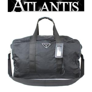 大 ナイロン レザー Atlantisのプラダ 黒 Prada ナイロン ボストンバッグ プラダ メンズバッグ Atlantis ショルダーストラップ付き