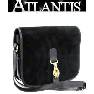 オールドグッチ GUCCI ショルダーバッグ スエード×レザー 黒｜atlantis