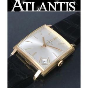 銀座店 ゼニス アンティーク 18K スクエア メンズ腕時計 金無垢 手巻き｜atlantis