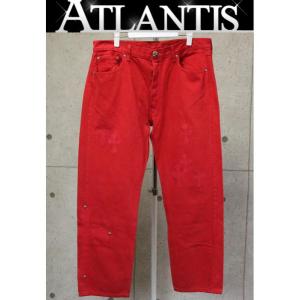 銀座店 クロムハーツ 新品 海外インボイス付き リーバイス デニムパンツ クロスパッチ 36インチ 赤｜atlantis