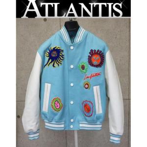 銀座店 新品 ルイヴィトン 23SS 草間彌生 レザーエンブロダリー フェイス バーシティ ブルゾン 青 size:44｜atlantis