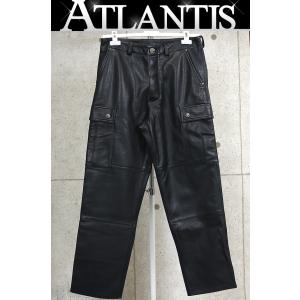 CHROME HEARTS 新宿店 クロムハーツ 新品 DEVIL DOG レザーカーゴパンツ メンズ SV925 30インチ 黒 30496