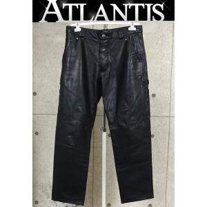CHROME HEARTS 銀座店 クロムハーツ フレアニー カーペンター レザーパンツ SV925 メンズ 33インチ 黒 102505