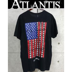 CHROME HEARTS 銀座店 クロムハーツ アメリカンフラッグ プリント ポケット付き Tシャツ 半袖 メンズ size:XL 黒 103837