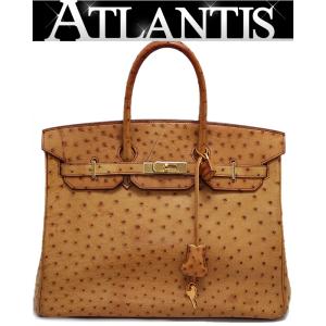 【広尾店】エルメス HERMES バーキン35 ハンドバッグ オーストリッチ G金具 □M刻印 チェスナッツ 【13676】｜atlantis