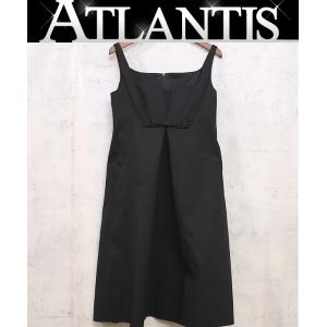 【広尾店】 フォクシー Foxey ノースリーブ リボンワンピース ブラック size38 13959｜atlantis