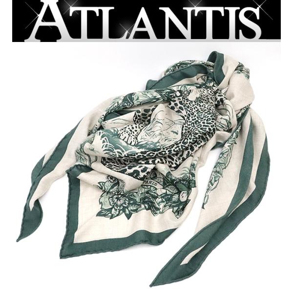 【広尾店】エルメス HERMES トライアングルジェアン 大判スカーフ JUNGLE LOVE カシ...