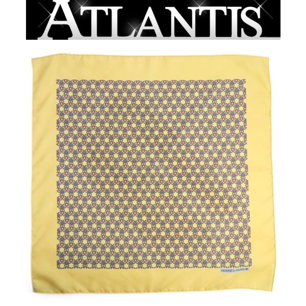 【広尾店】 エルメス HERMES カレ40 幾何学模様 スカーフ シルク100％ イエロー 【18...