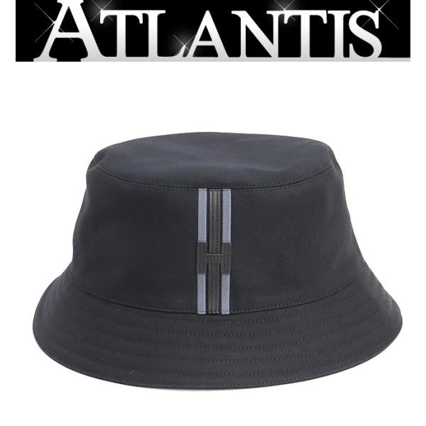 【広尾店】 美品 エルメス HERMES Hロゴハット 帽子 黒 size60 【18415】