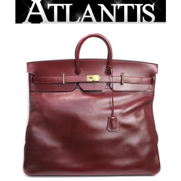 【広尾店】エルメス HERMES オータクロア55 ハンドバッグ ボックスカーフ ルージュアッシュ ...