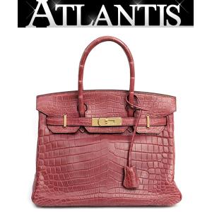 【広尾店】美品 エルメス HERMES バーキン30 ハンドバッグ クロコダイルニロティカス ルージュアッシュ G金具 □F刻印(2002年) 【19548】