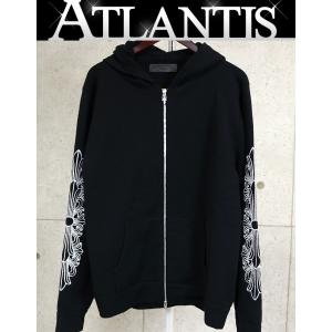 CHROME HEARTS 新宿店 クロムハーツ 美品 袖フローラルクロス カシミアニットダブルジップ パーカー メンズ size:L 黒 30618