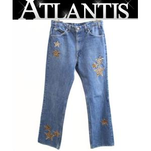 CHROME HEARTS 新宿店 クロムハーツ リーバイス U VNTG JEAN スターパッチ フレア レオパード ハラコ メンズ SV925 33インチ ブルー 30826