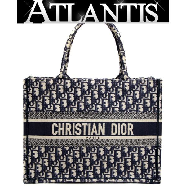 クリスチャン ディオール Christian Dior ブックトート ミディアム ジャガード ネイビ...