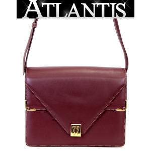 カルティエ Cartier マストライン Wフラップ ショルダーバッグ レザー ボルドー G金具 【64886】｜atlantis