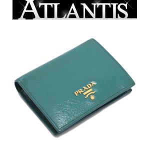 プラダ PRADA 二つ折り財布 サフィアーノレザー グリーン 1MV204 【64934】｜atlantis