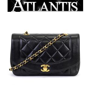 シャネル CHANEL マトラッセ22 ダイアナフラップ チェーンショルダーバッグ ラム 黒 G金具 4番台 【65244】｜atlantis