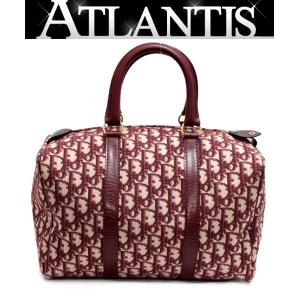 クリスチャンディオール Christian Dior ヴィンテージ トロッター ミニボストンバッグ ジャガード レッド 【65485】｜atlantis