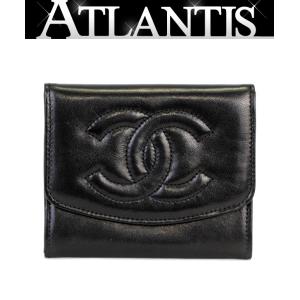 シャネル CHANEL  ヴィンテージ デカココマーク コインケース カードケース ラム 黒 3番 【65507】｜atlantis