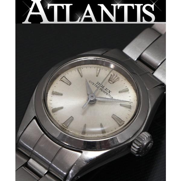 ロレックス Rolex アンティーク オイスター パーペチュアル レディース シルバー文字盤 SS ...