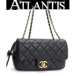 シャネル CHANEL ミニマトラッセ17 チェーンショルダーバッグ ラム 黒