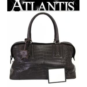 ボッテガ・ヴェネタ BOTTEGA VENETA ハンドバッグ ボストンバッグ クロコダイル ブラウン 【71286】