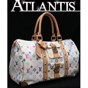 ルイヴィトン Louis Vuitton キーポル45 ボストンバッグ ハンドバッグ マルチカラー 白 M92641 【73280】