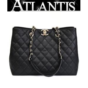 シャネル CHANEL マトラッセ チェーンショルダー トート バッグ ソフトキャビアスキン 黒 ランダムシリアル AS3953 【74660】