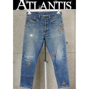 CHROME HEARTS 新宿店 クロムハーツ リーバイス5001 ギャラリーデプト レオパードクロスパッチ デニムパンツ メンズ SV925 30インチ ブルー系 30188