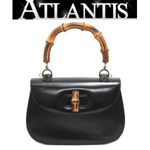 グッチ GUCCI バンブー ハンドバッグ ミディアム 黒カーフ 【64318】｜atlantis