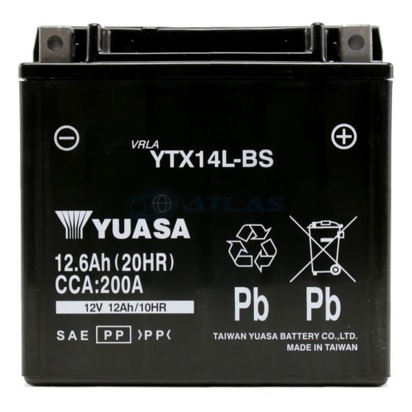 台湾YUASA ハーレー用AGMバッテリー YTX14L-BS 液入り充電済み 1年保証付き 互換 ...