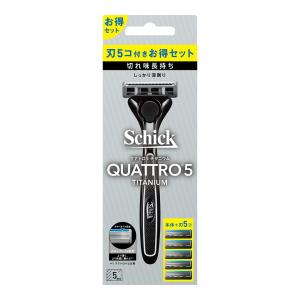 【送料無料・まとめ買い×3個セット】シック・ジャパン Schick シック クアトロ5チタニウム コンボパックホルダー 刃付き+替刃4コ