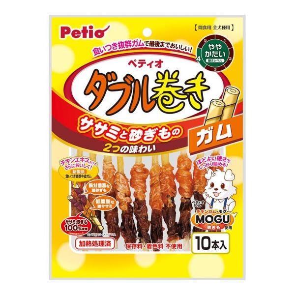 【送料無料・まとめ買い×10個セット】ペティオ ダブル巻き ガム ササミ と 砂ぎも の2つの味わい...