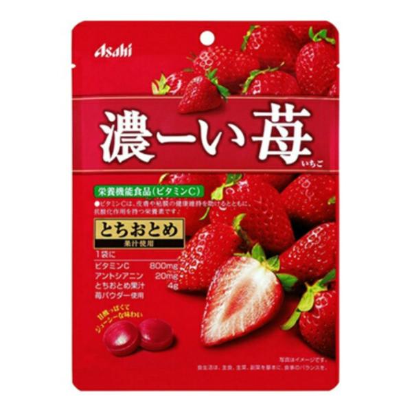 【×4袋 メール便送料無料】アサヒ 濃ーい苺 84g