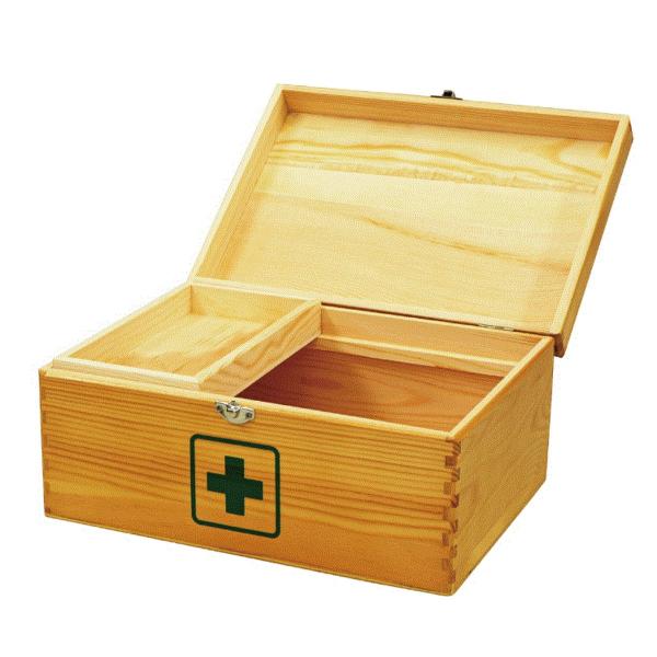 【まとめ買い×5個セット】日進医療器 リーダー 木製救急箱 Lサイズ 衛生材料セット付