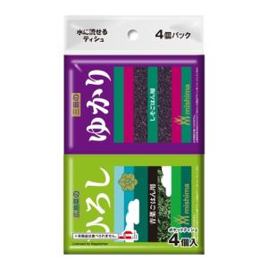 【送料無料】ダイレイ 三島食品 ふりかけ 水に流せる ポケットティシュ 4個パック ポケットティッシュ 1個