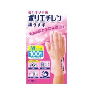 エステー 使いきり手袋 ポリエチレン 極うす手 M 半透明 100枚 (4901070760374)｜atlife