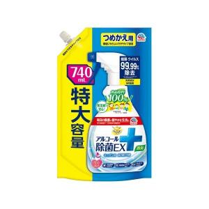 【送料無料】 アース製薬 らくハピ アルコール除菌EX つめかえ 特大 740ml 1個｜atlife