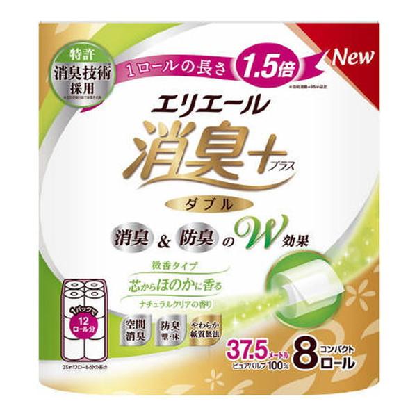 【送料無料】大王製紙 エリエール 消臭+ トイレットティシュー 芯からほのかに香るナチュラルクリアの...