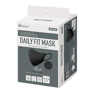 【送料無料】DAILY FIT MASK デイリーフィットマスク 立体 ふつうサイズ 30枚 ブラック RK-F30SBK 個別包装 1個｜atlife